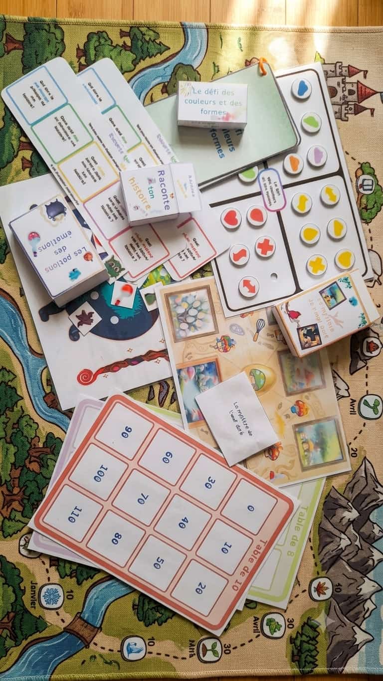 Pack 6 Grands Jeux de Plateau et Socialisation – matériel pédagogique habiletés sociales Potion des Émotions Raconte ton histoire Défi couleurs formes Loto multiplications Mystère de l'Œuf Doré ludothèques remédiation cognitive TSA Dys